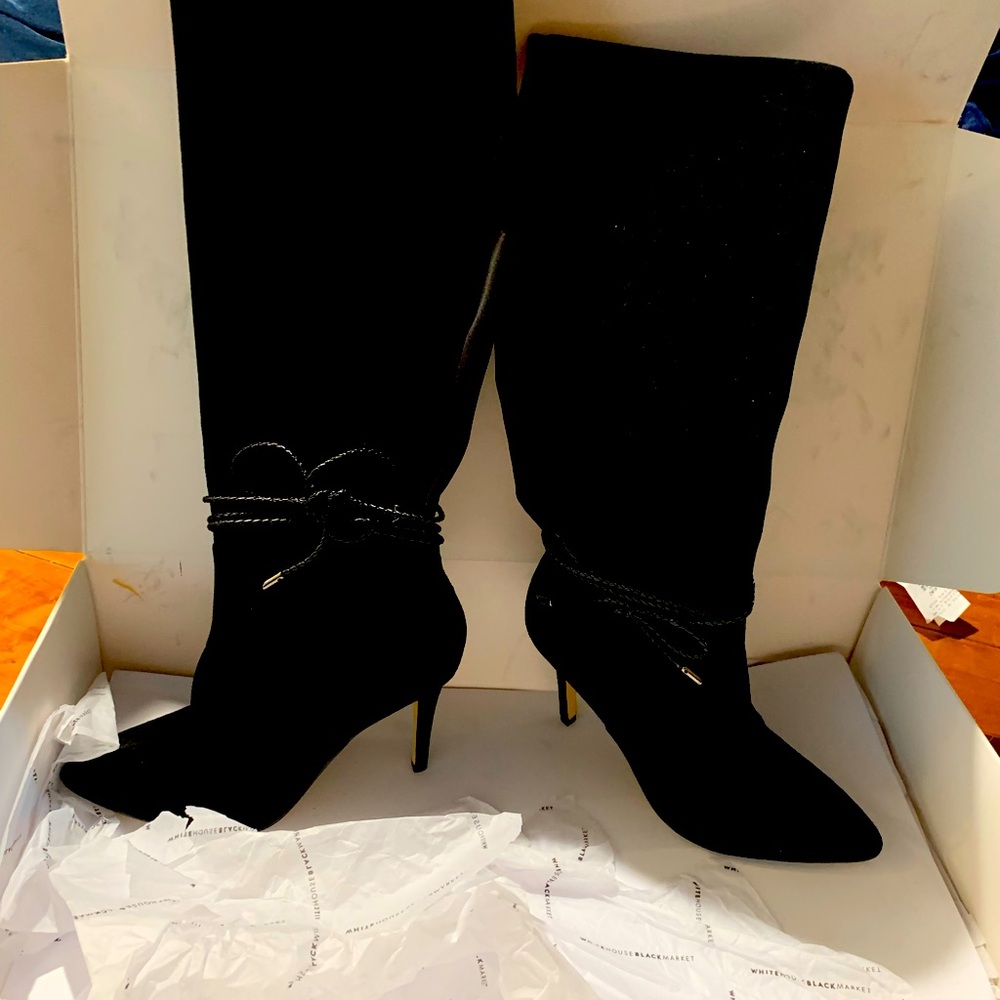 White House Black Market black suede tall boots
